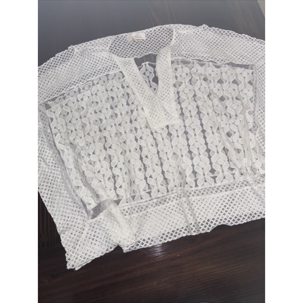 Anthropologie Lace Poncho Top One Size Boho Sheer Crochet Oversized Festival
